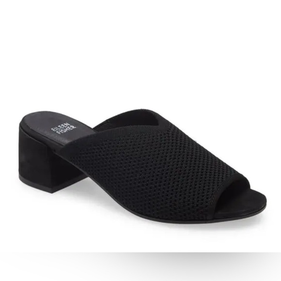 Eileen Fisher Size 9 Black Mesh Mules - Picture 1 of 9